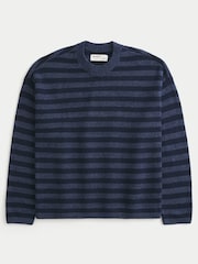 Hollister Blue Stripe Crew Neck Sweatshirt - Image 4 of 5