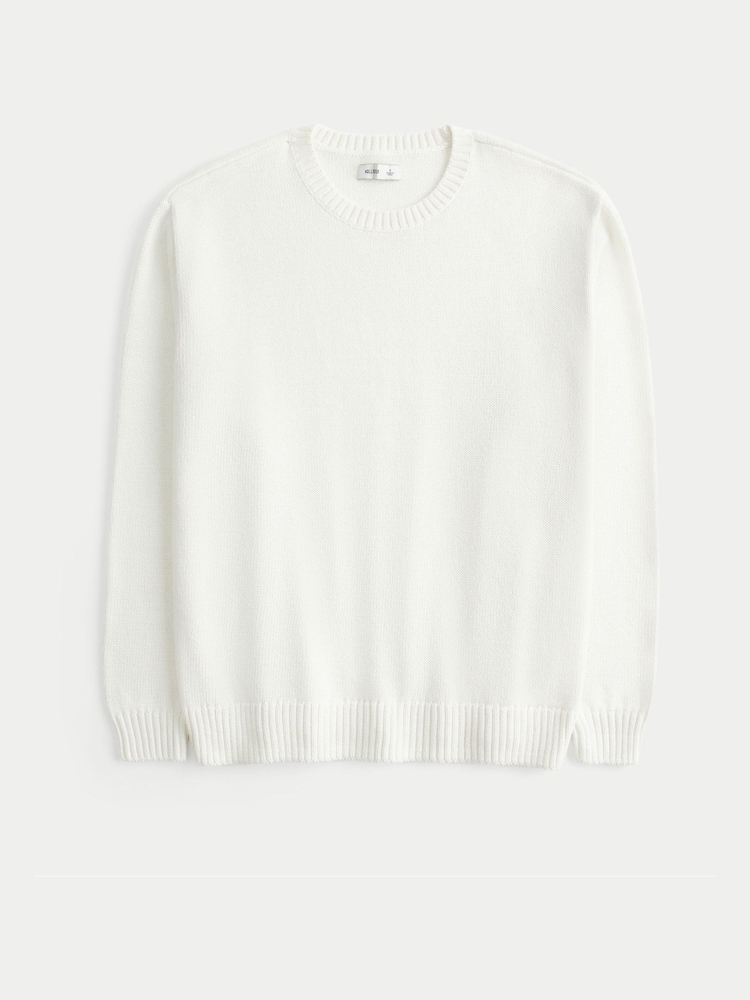 Hollister White Oversized Crew Neck Jumper - Image 3 of 3