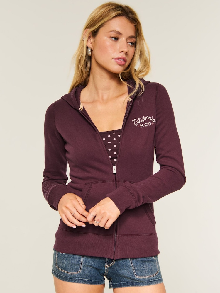 Hollister Red Graphic Sweat Top - Image 1 of 4