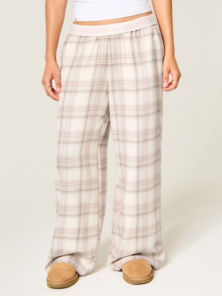 Blanco - Hollister Bajo Rise Flannel Straight Leg Pyjama Bottoms - Imagen 2 de 4