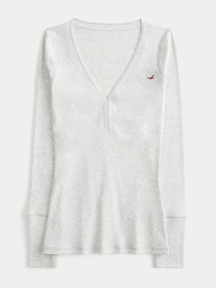 Hollister Grey V-Neck T-Shirt - Image 1 of 1