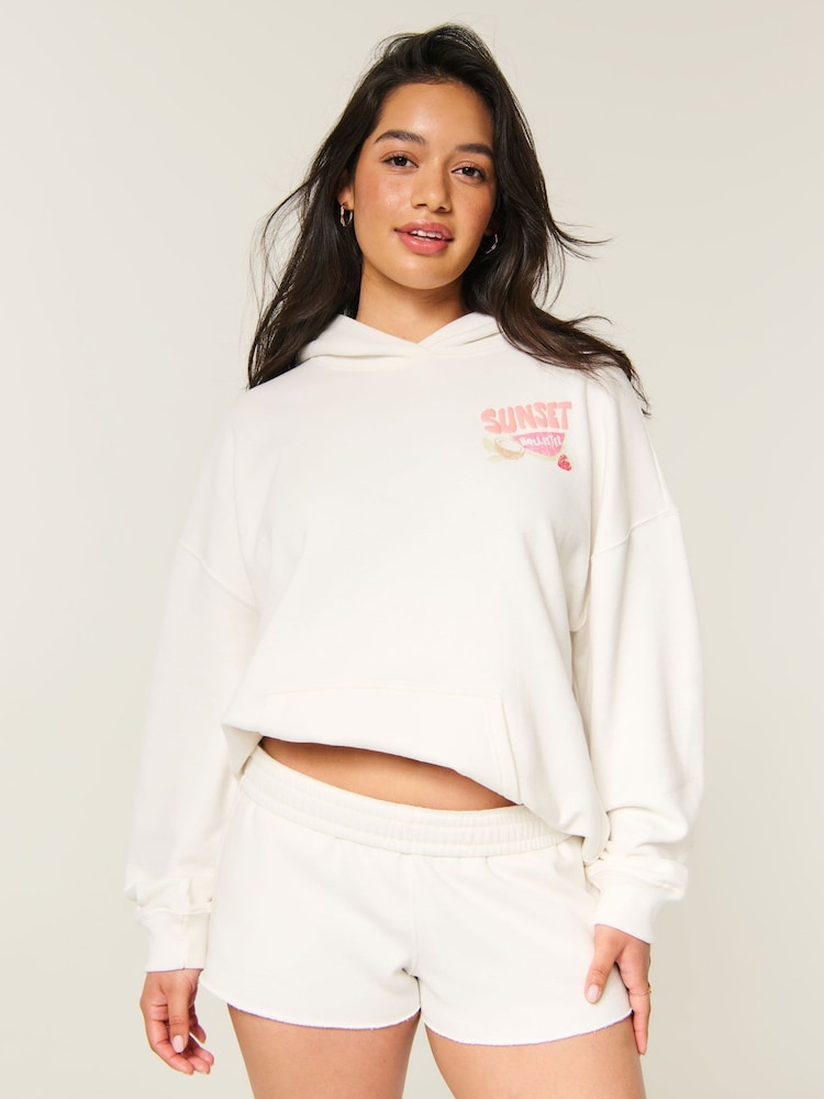 Hollister White Graphic Hoodie - Image 2 of 4