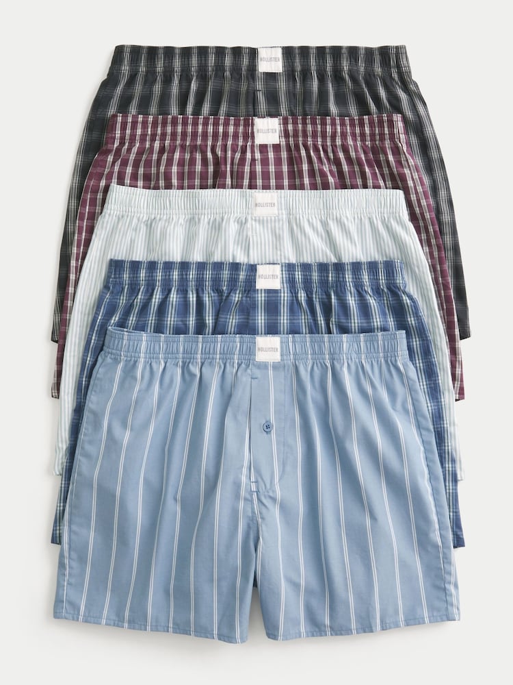 Hollister Blue Woven Boxers 5 Pack - Image 1 of 1