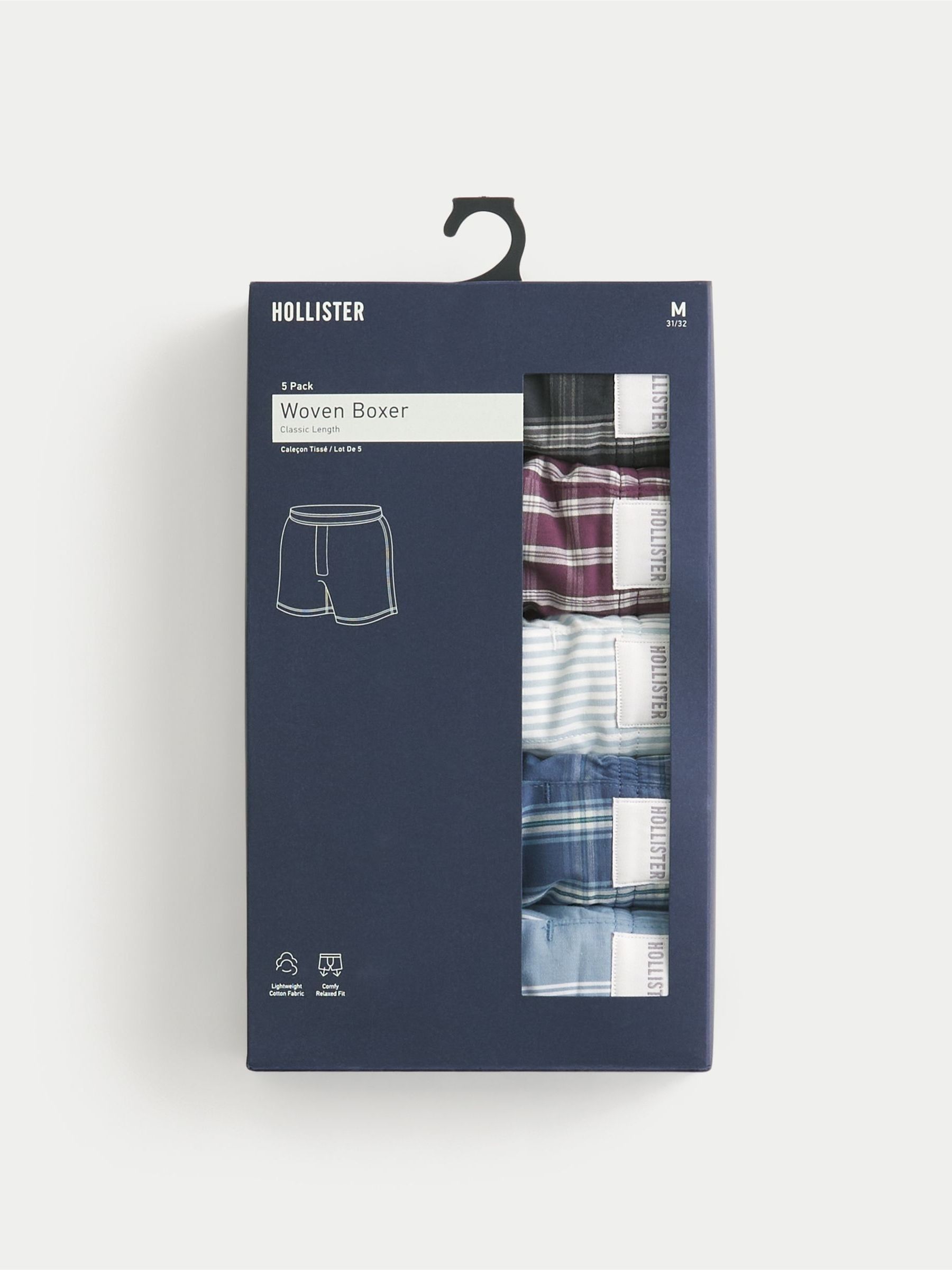 Blue Checks/Red Gingham/Blue Stripes - حزمة مكونة من 5 بوكسرات منسوجة من Hollister - صورة 2 من 2