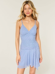 Hollister Blue Mesh Ruched Dress - Image 2 of 5