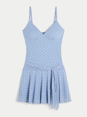 Hollister Blue Mesh Ruched Dress - Image 5 of 5
