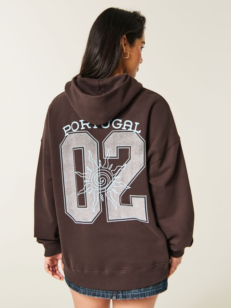 Hollister Brown Graphic Sweat Top - Image 1 of 5