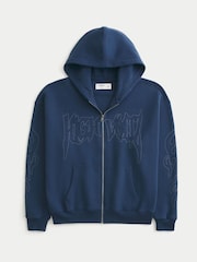 Hollister Blue Graphic Boxy Hoodie - Image 3 of 3