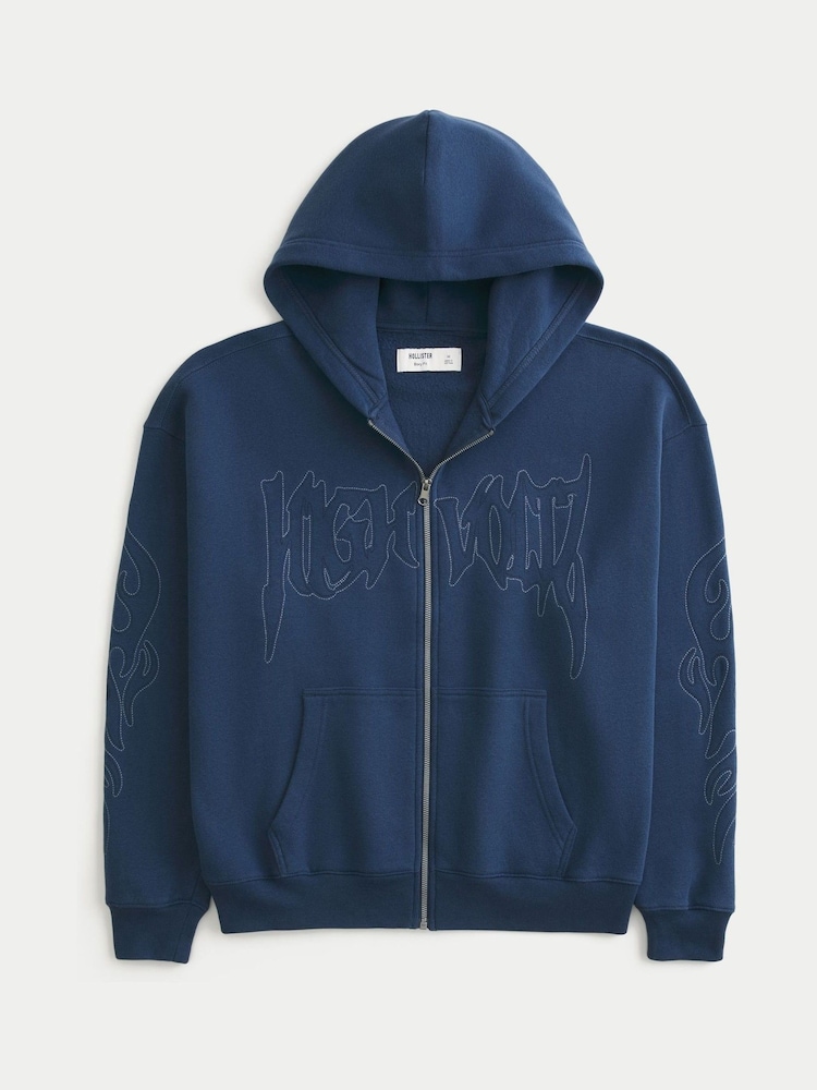 Hollister Blue Graphic Boxy Hoodie - Image 3 of 3