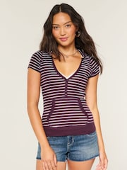 Hollister Purple Henly T-Shirt - Image 1 of 4