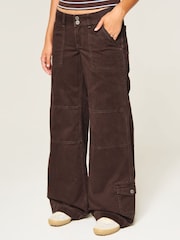 Hollister Brown Low Rise Wide Leg Utility Trousers - Image 2 of 5