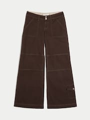 Hollister Brown Low Rise Wide Leg Utility Trousers - Image 4 of 5