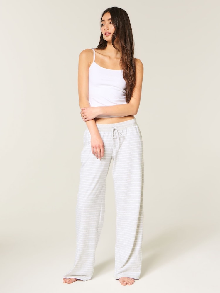 Hollister Grey Wide Leg Pyjama Bottoms - Image 1 of 4 Hollister Grey Wide Leg Pyjama Bottoms - Image 1 of 4