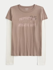 Hollister Brown Twofer T-Shirt - Image 1 of 1