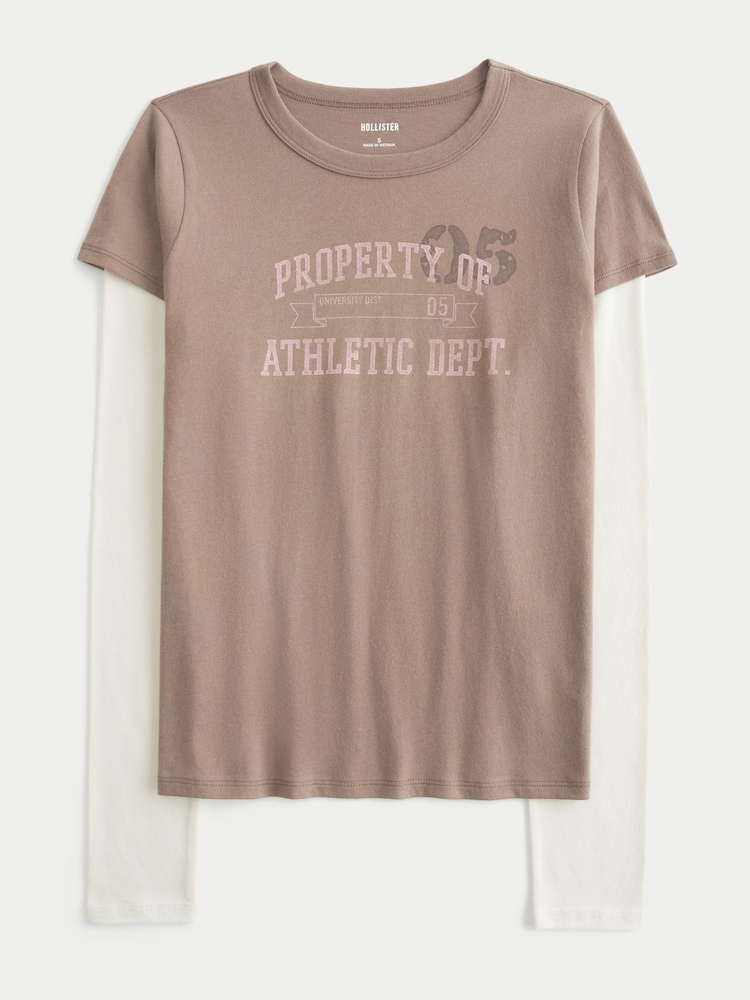 Hollister Brown Twofer T-Shirt - Image 1 of 1