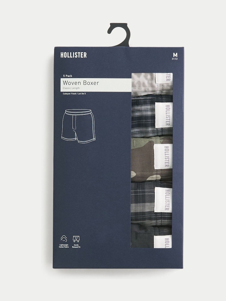 Hollister Black Woven Boxers 5 Pack - Image 2 of 2