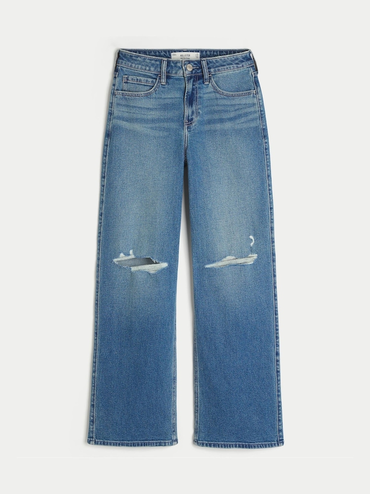 Hollister Blue High Rise Baggy Jeans - Image 4 of 4 Hollister Blue High Rise Baggy Jeans - Image 4 of 4