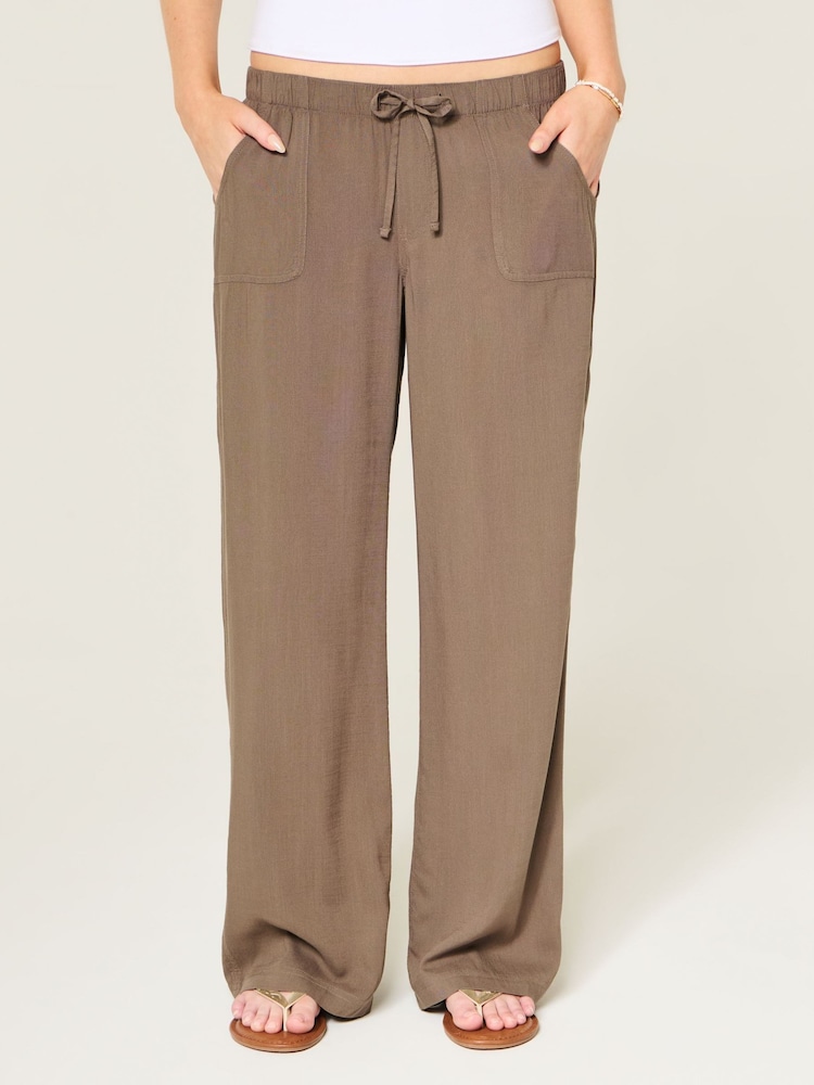 Hollister Brown Pull On Baggy Trousers - Image 1 of 4