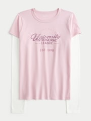 Hollister Pink Twofer T-Shirt - Image 1 of 1