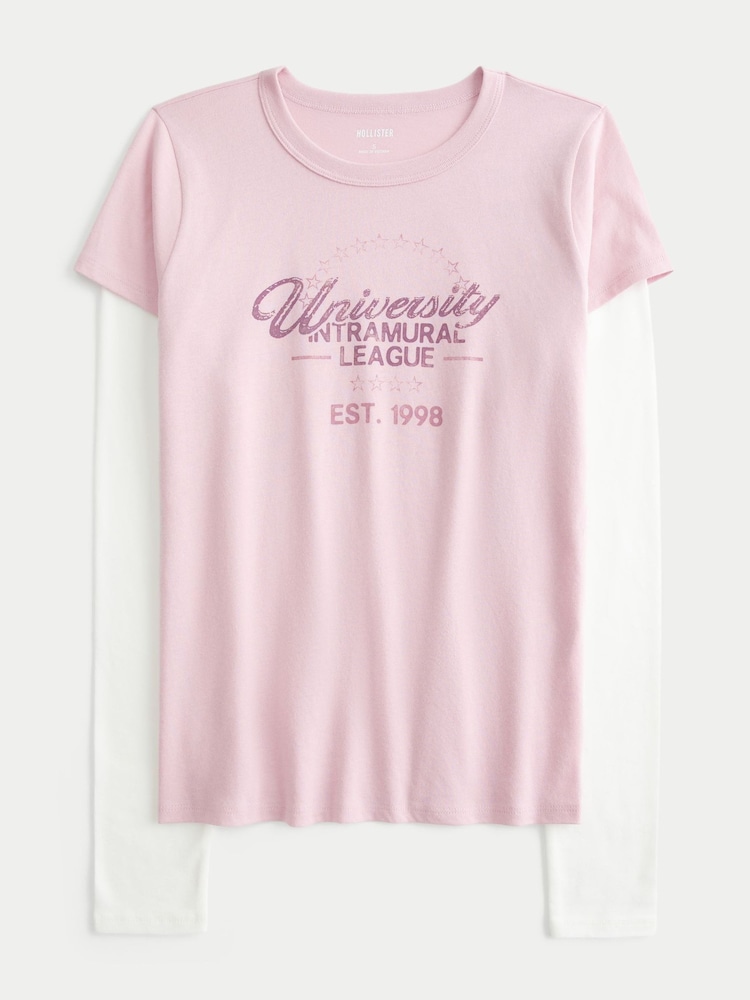 Hollister Pink Twofer T-Shirt - Image 1 of 1