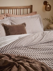 Yard Set of 2 Espresso Brown Hebden Melange Stripe Cotton Pillowcases - Image 2 of 2