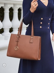 Sosandar Brown Leather Tote Bag - Image 1 of 5