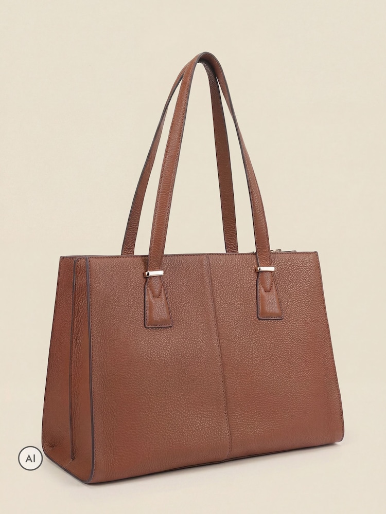 Sosandar Brown Leather Tote Bag - Image 2 of 5