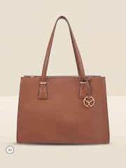 Sosandar Brown Leather Tote Bag - Image 3 of 5