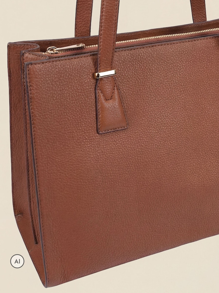 Sosandar Brown Leather Tote Bag - Image 5 of 5