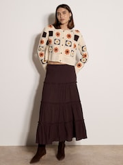 Apricot Natural Patchwork Daisy Crochet Cardigan - Image 1 of 4