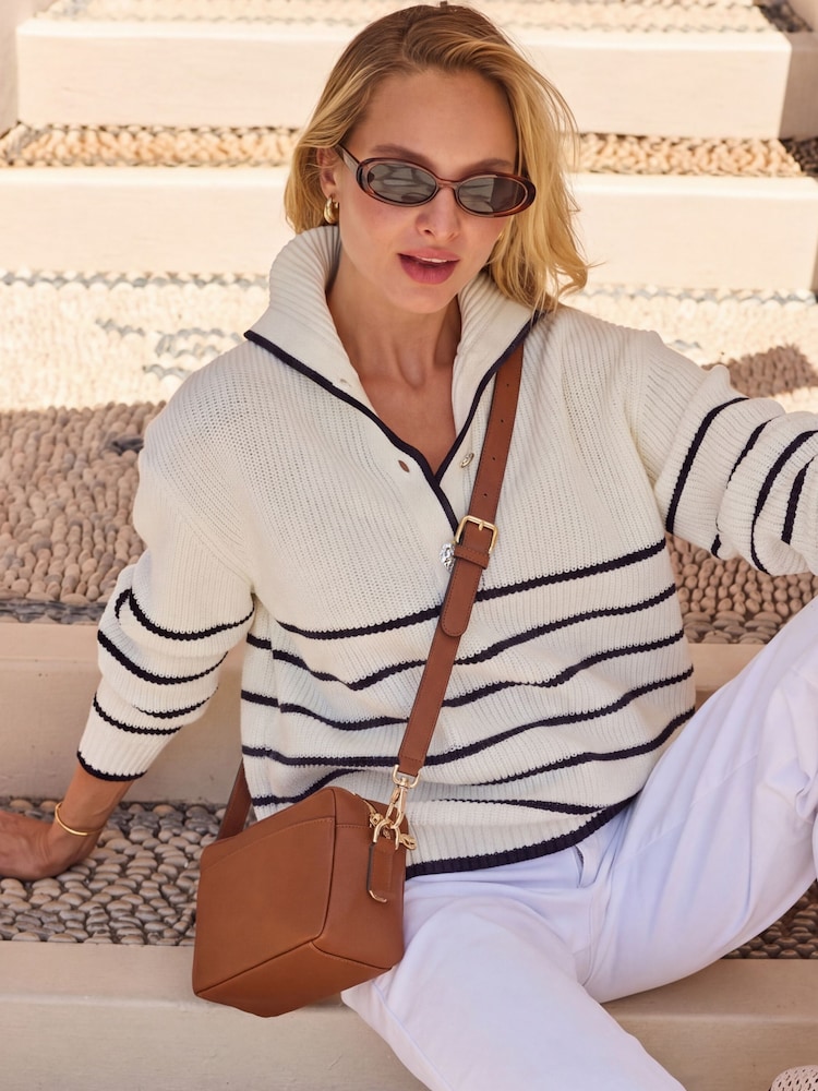 Sosandar Brown Leather Cross-Body Bag - Image 1 of 5