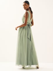 Anaya With Love Sage Green Bow Back Wide Strap Maxi Dress - Image 2 of 3
