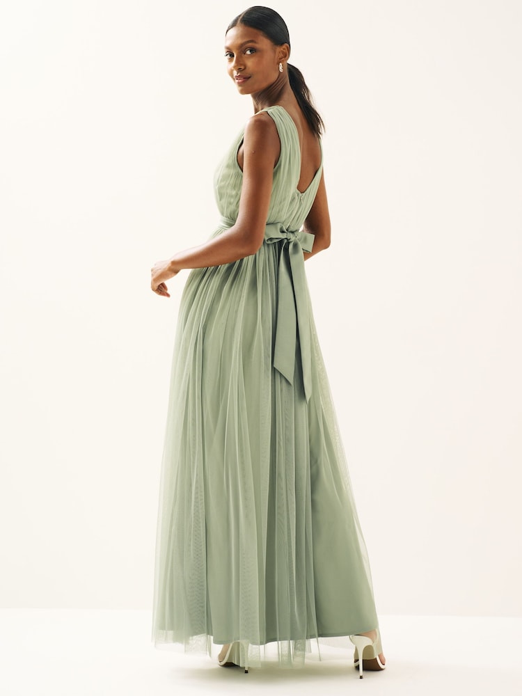 Anaya With Love Sage Green Bow Back Wide Strap Maxi Dress - Image 2 of 3
