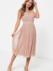 Anaya With Love Pink Bow Back Wide Strap Midi Dress - Image 1 of 4