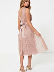 Anaya With Love Pink Bow Back Wide Strap Midi Dress - Image 2 of 4