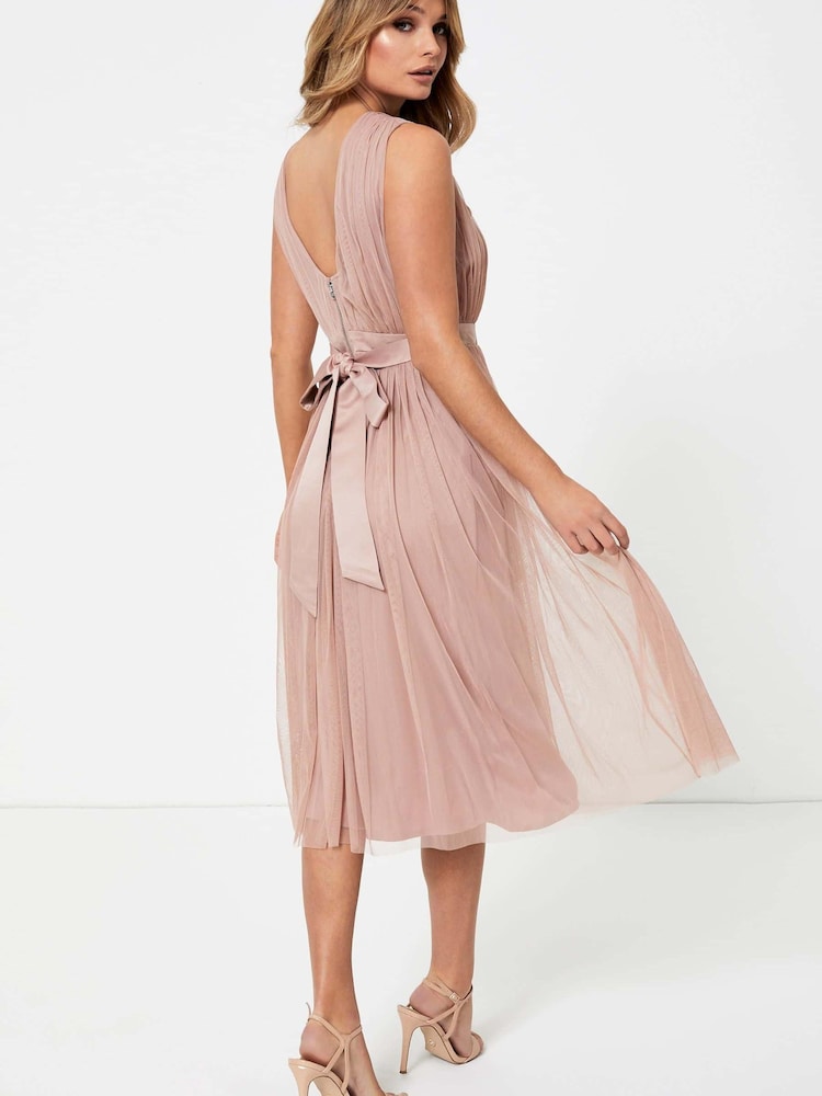 Anaya With Love Pink Bow Back Wide Strap Midi Dress - Image 2 of 4