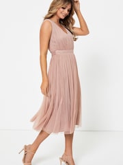 Anaya With Love Pink Bow Back Wide Strap Midi Dress - Image 4 of 4