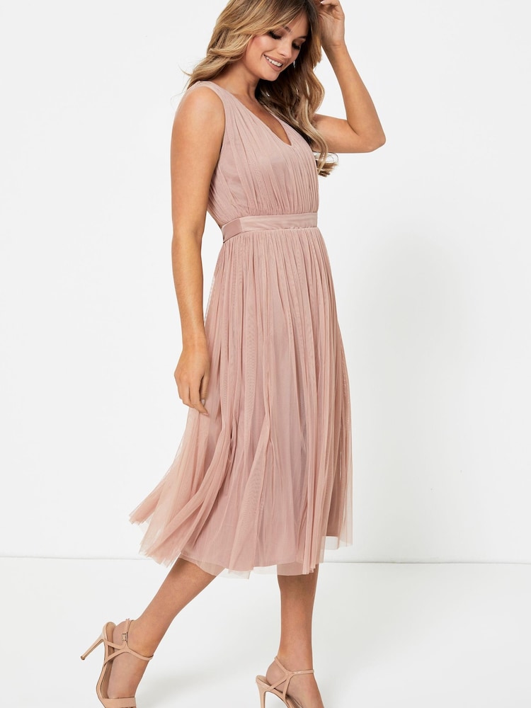 Anaya With Love Pink Bow Back Wide Strap Midi Dress - Image 4 of 4