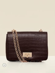 Sosandar Brown Leather Croc Shoulder Bag - Image 2 of 4
