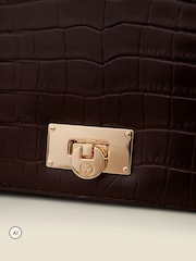 Sosandar Brown Leather Croc Shoulder Bag - Image 4 of 4