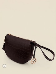 Sosandar Brown Leather Croc Saddle Bag - Image 4 of 4