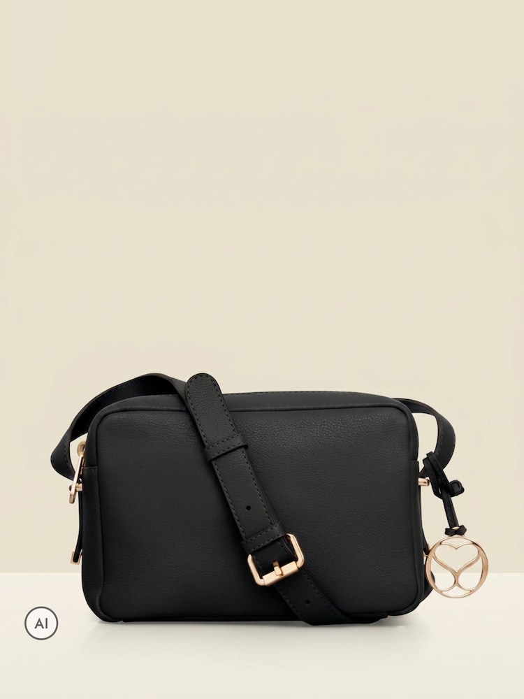 Sosandar Black Leather Cross-Body Bag - Image 2 of 5