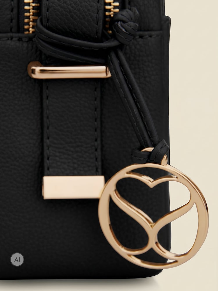 Sosandar Black Leather Cross-Body Bag - Image 5 of 5