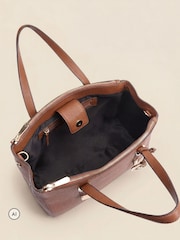 Sosandar Brown Leather Tote Bag With Cross-Body Strap - Image 3 of 5