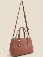 Sosandar Brown Leather Tote Bag With Cross-Body Strap - Image 4 of 5