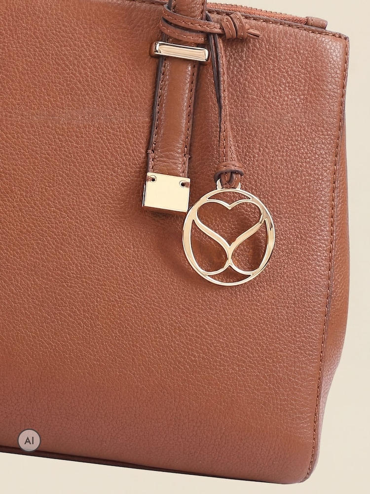Sosandar Brown Leather Tote Bag With Cross-Body Strap - Image 5 of 5