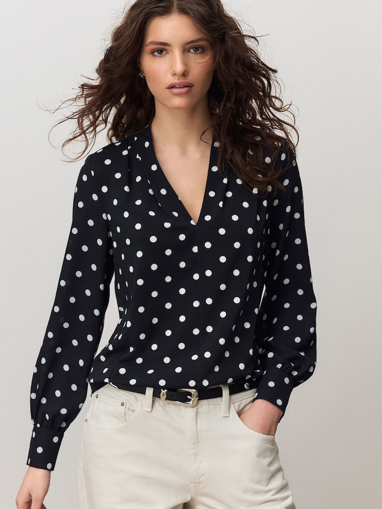 Monochrome Spot Blouse - Image 1 of 8 Monochrome Spot Blouse - Image 1 of 8