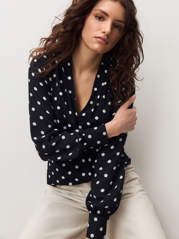 Monochrome Spot Blouse - Image 2 of 8 Monochrome Spot Blouse - Image 2 of 8
