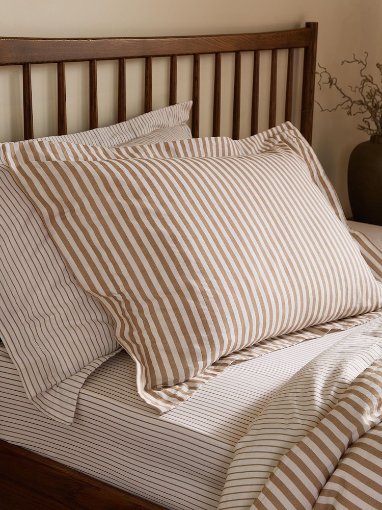Yard Set of 2 Caramel Hebden Melange Stripe Cotton Pillowcases - Image 1 of 2