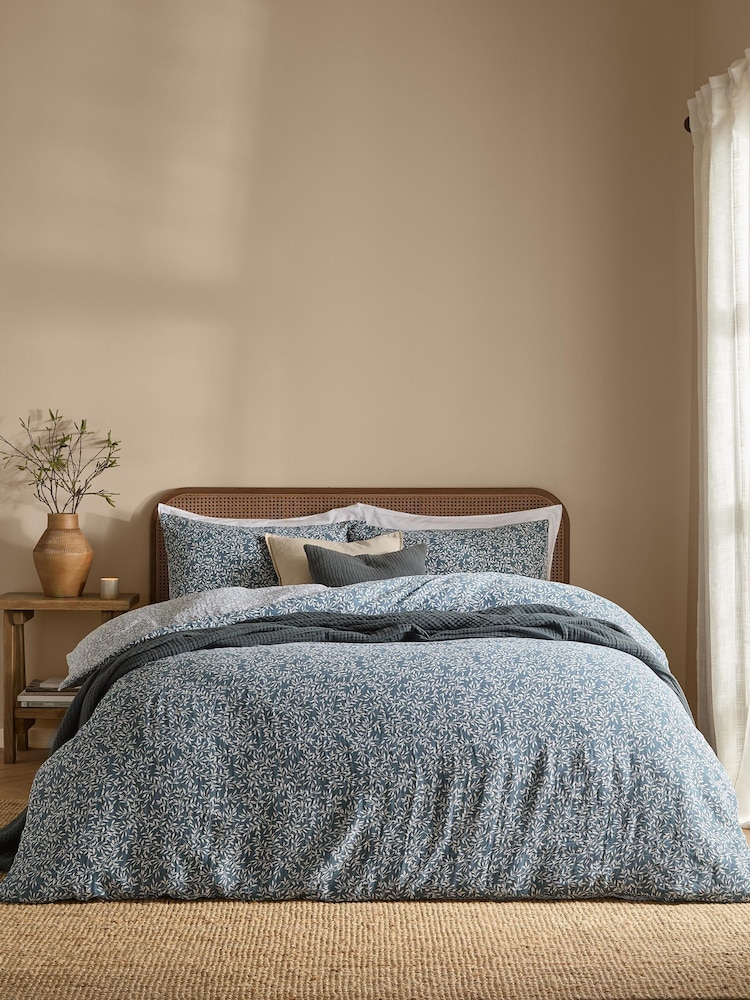 Yard Denim Perrie Leaf Muslin 100% Cotton Reversible Duvet Cover and Pillowcase Set - Image 2 of 5 Yard Denim Perrie Leaf Muslin 100% Cotton Reversible Duvet Cover and Pillowcase Set - Image 2 of 5